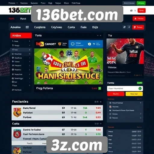 Análise da interface do usuário no 136bet.com